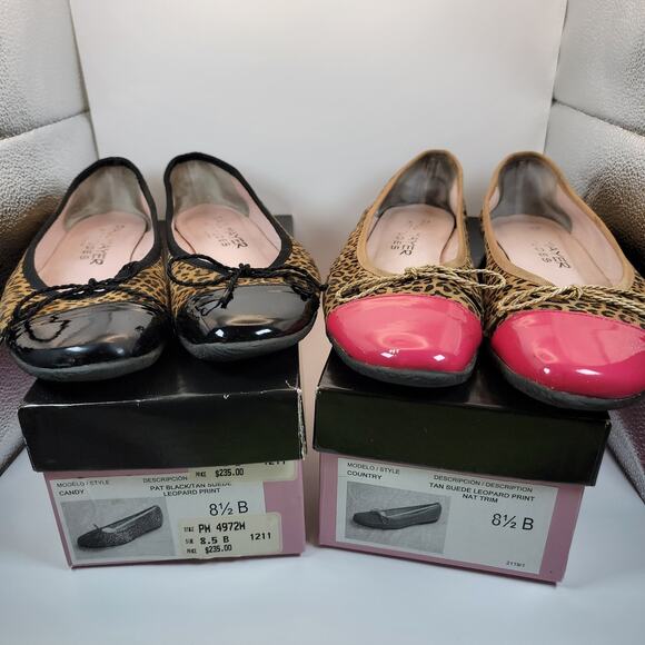 2 Pair Paul Mayer Attitudes Leopard Print Ballet Flats 8.5B Candy & Country Cap - Picture 2 of 10